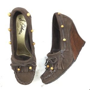 Sam Edelman Embellished brown wedge moccasins 8.5